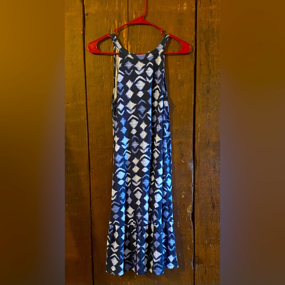 Blue patterned flounce hem dress - Picture 2 of 6